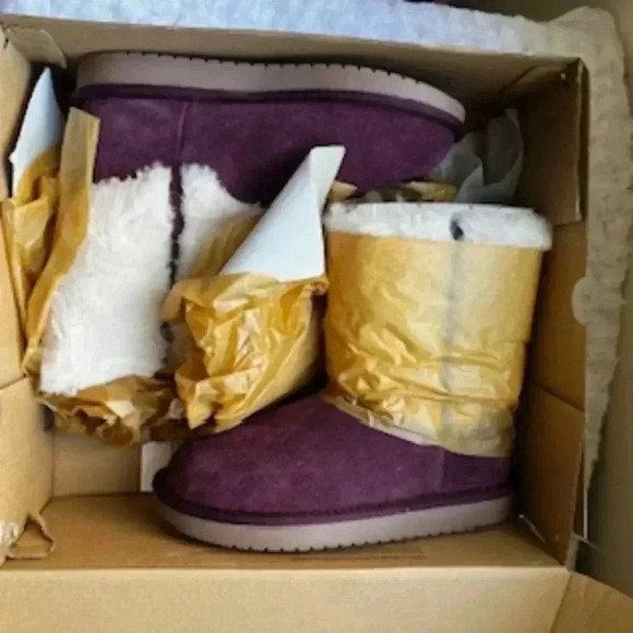 NEW Koolaburra By UGG Plum Aubrel Short Plush Double Cuff Boots Shoes Women’s 3 - Picture 6 of 14